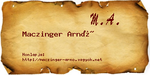 Maczinger Arnó névjegykártya